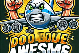 do awesome style for angry jumbo jet plane mascot logo design service