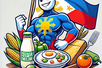 do make new cuisine, filipino, culture, mascot logo very fast with super color