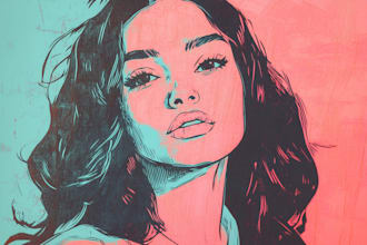 draw a custom portrait in linocut style