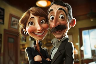 draw sports cartoon with big head or caricature style
