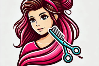 do modern girls beauty care hair style for mascot logo design with 1 day deliver