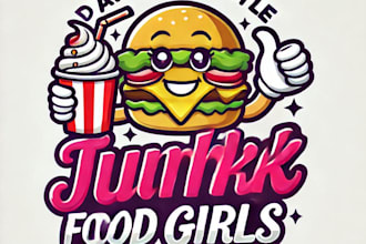 do awesome style for junk food girls mascot logo design