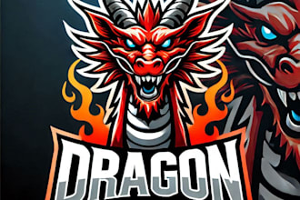 do awesome style dragon head mascot logo with unlimited revision in 12 hours