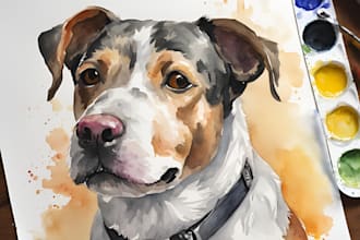 draw watercolor pet portrait
