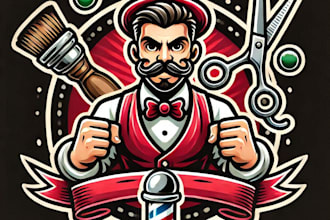 do create a unique barber shop mascot logo for you brand your company