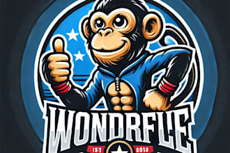 do wonderful style monkey mascot logo design with 1 day delivery
