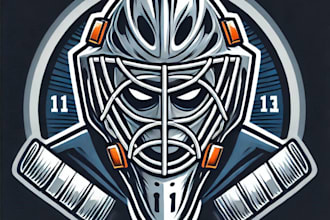 do wonderful goalie mask hockey mascot logo design with 1 day delivery