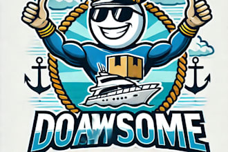 do awesome yacht mascot logo with 1 day delivery