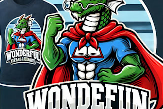 do wonderful dragon t shart mascot logo design service with 1 day delivery