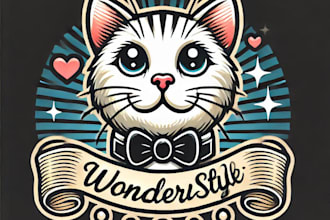 do wonderful style cat hand drawing mascot logo design with unlimited review