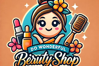 do wonderful girls beauty shop mascot logo design