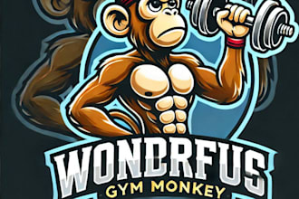 do wonderful gym monkey mascot logo design with company