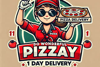 do wonderful pizza delivery girls mascot logo design with 1 day delivery