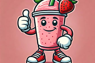 do make strawberry flavor smoothie mascot logo design with unlimited review