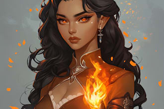 do dnd character art, fantasy character design in anime style