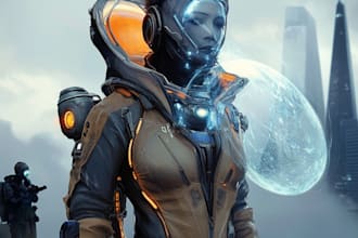 drawing a sci fi character illustration or sci fi character