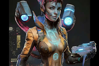 create a sci fi art and sci fi character for you