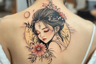 draw a attractive american traditional tattoo design