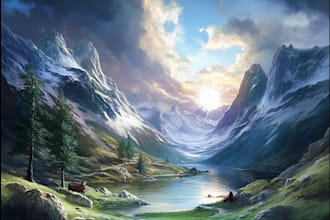 paint landscapes and nature in realistic style