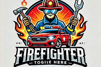 do make wonderful fire fighter car mascot logo design with your bussnise