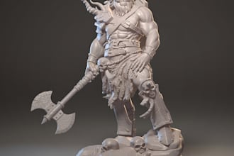 sculpt a highly quality miniature, action figure with texturing and others