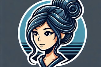 do modern girls hair style mascot logo design with 1 day delivery