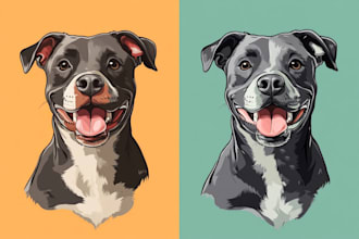 draw pet portrait into cartoon vector