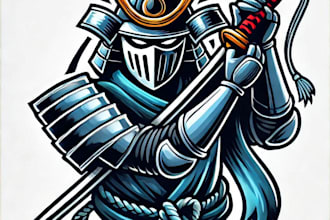 do wonderful samurai knight mascot logo design with company