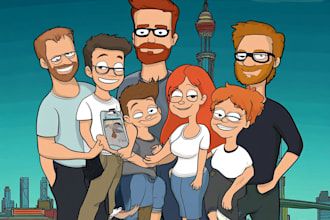 custom your family in a futurama portrait cartoon