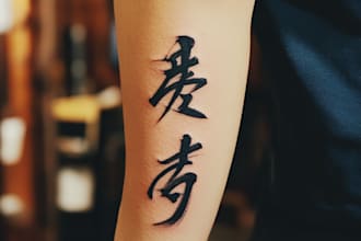 design a chinese or japanese calligraphy tattoo for you