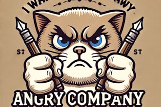 make awesome cat hand drawing mascot logo design with your company