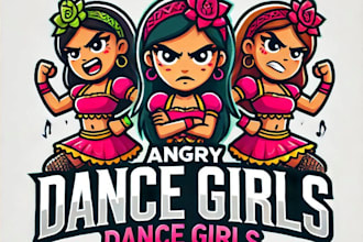 do awesome dance girls mascot logo design with unlimited review