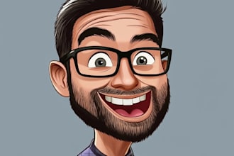 draw funny cartoon character, caricature, logo, portrait