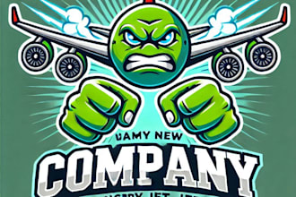 do awesome make angry jumbo jet plane mascot logo design
