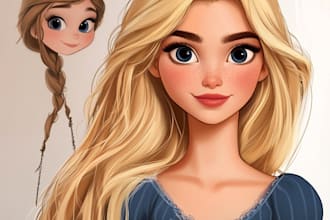 do a portrait in semi realism disney cartoon style