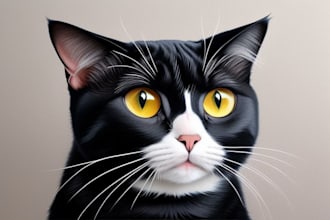 create a custom cat portrait illustration
