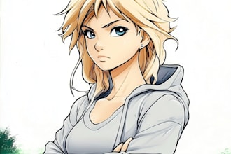 draw or color drawing, anime character, manga, comic, sketch