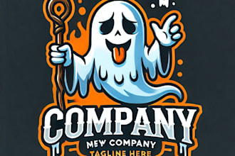 do unique spooky ghost mascot logo with company