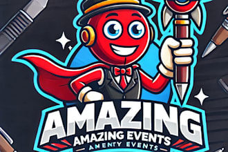 make an amazing events mascot logo illustration design