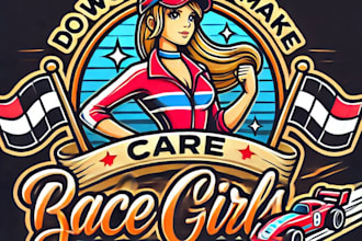 do wonderful make care race girls mascot logo design with 1 day delivery