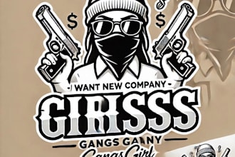 do wonderful girls gangster mascot logo design with 24 hours delivery