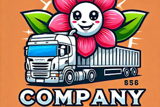 do wonderful truck flower mascot logo design with 1 day delivery