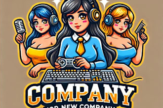 do make gaming computer girls mascot logo design with 1 day delivery