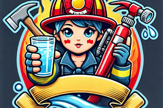 do make firefighter water girls mascot logo design with 1 day delivery