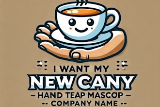 do wonderful hand tea cup mascot logo design with 1 day delivery