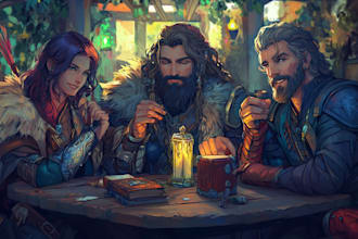 create your dnd character art or dnd party, character design