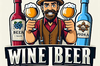 do wonderful wine ber vodka mascot logo design with express delivery