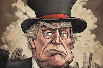 draw digital political editorial cartoon