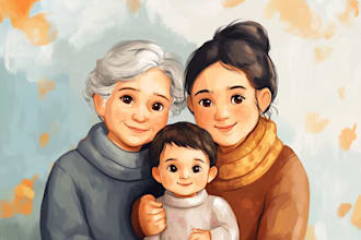 do  illustrate a romantic family couple portrait