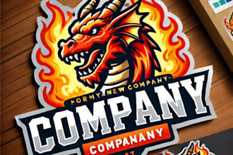 do wonderful dragon head fire mascot logo design with express delivery
